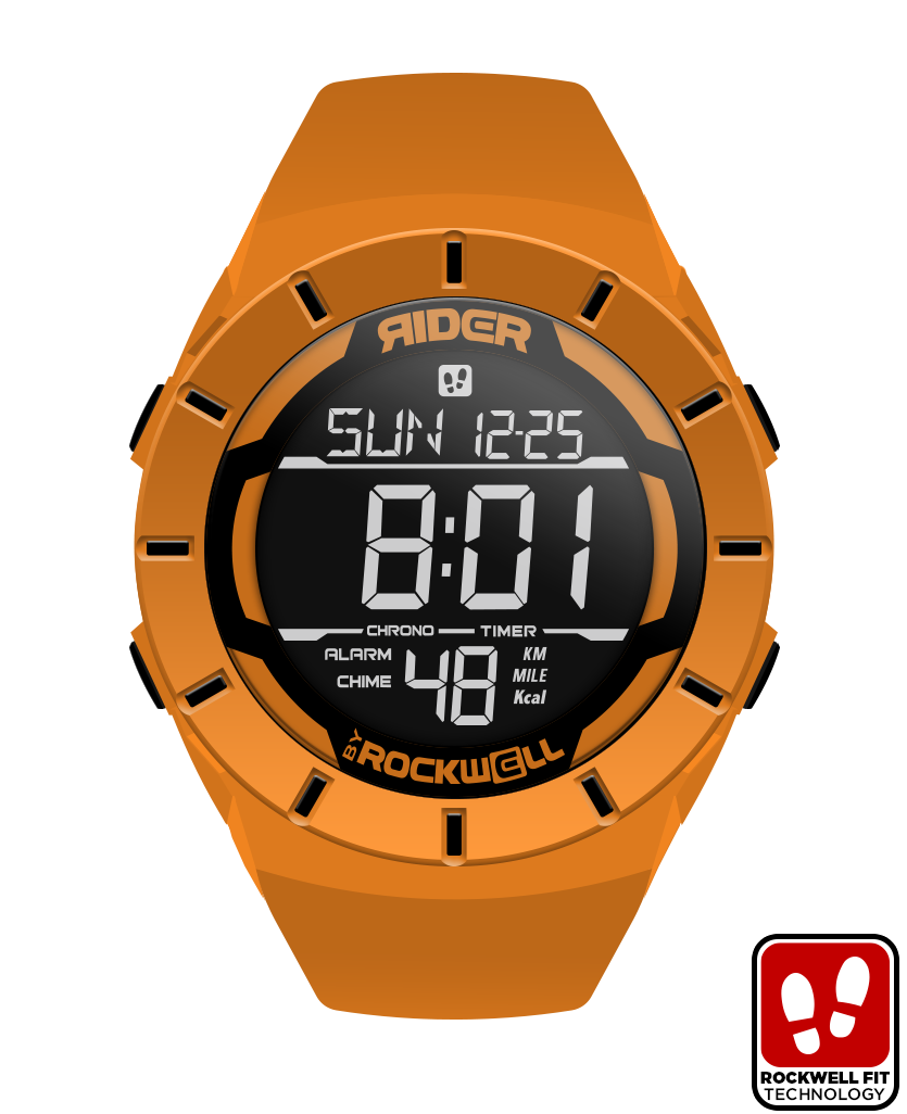 orange coliseum digital watch with black accents