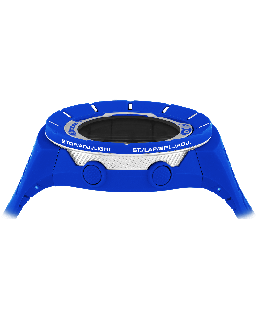 blue coliseum digital watch with white accents