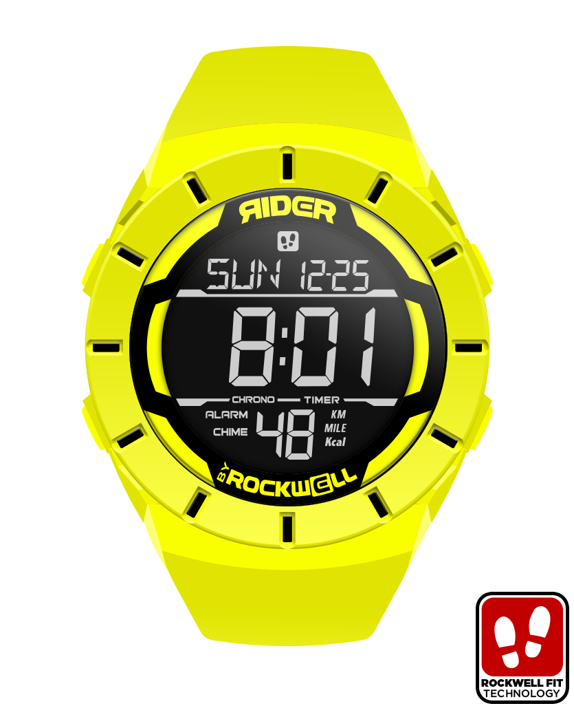 Yellow black coliseum digital watch